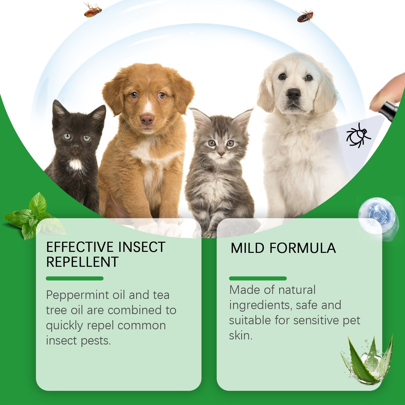 HKM-9046845 Gentle Daily Cleaning Care Solution for Dogs - 100ml Insect Repellent Spray