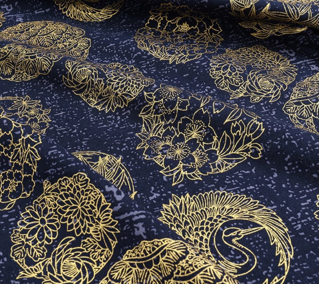 HKM-904787 Abstract Floral Printed 100% Cotton Fabric for Home Decor and Luggage