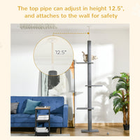 HKM-9048253 Floor-to-Ceiling Cat Tree with Adjustable Height and Multiple Platforms, Scratching Posts Included