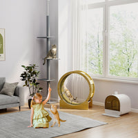 HKM-9048253 Floor-to-Ceiling Cat Tree with Adjustable Height and Multiple Platforms, Scratching Posts Included