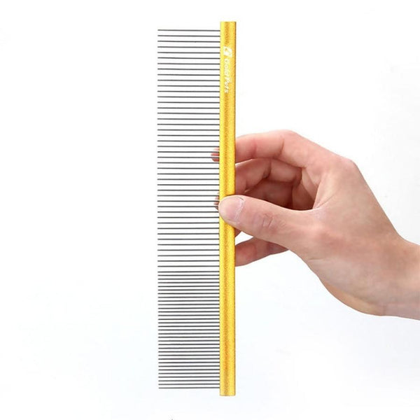 HKM-904851 Colorful Stainless Steel 1mm Dog Grooming Comb for Shedding and Detangling Pet Hair