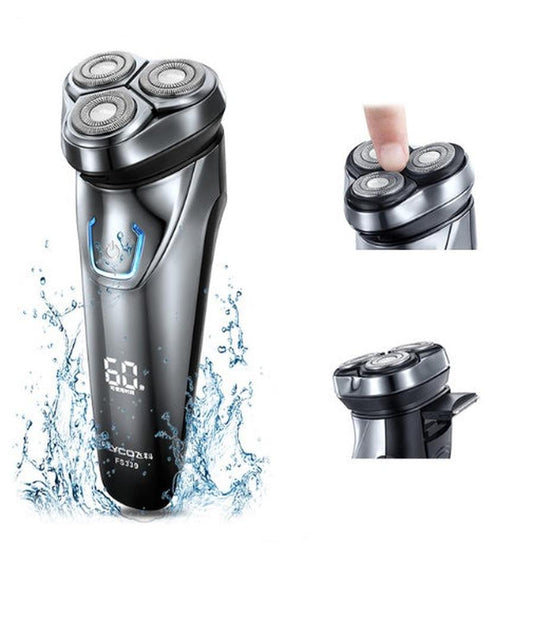 HKM-904851 Electric Rotary Shaver with Rechargeable Battery and Body Wash Cleaning Method