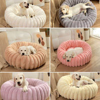 HKM-9049021 Long Plush Round Cat Nest & Dog Bed ¨C Winter Warm Soft Pet Sleeping Mat in Various Sizes and Colors