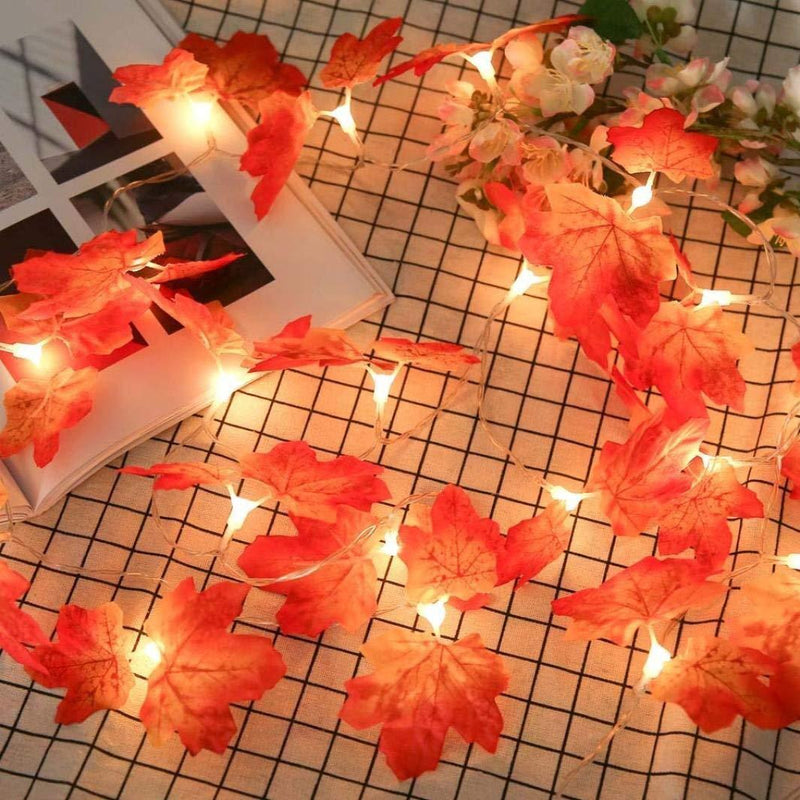 HKM-904915 LED Maple Leaf String Lights with Warm White Glow for Creative Home and Event Decor