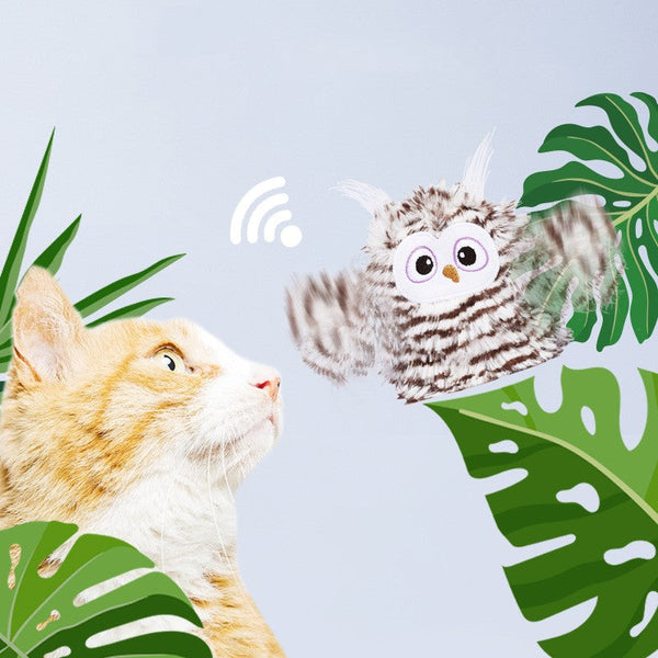 HKM-9049789 Owl Cat Teaser Stick with Sea Mother Fur and Cat Mint for Interactive Play