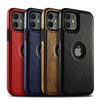 HKM-905043 All-Inclusive Leather Grain Mobile Phone Case with Stitching - Available in Black, Brown, Red, and Royal Blue