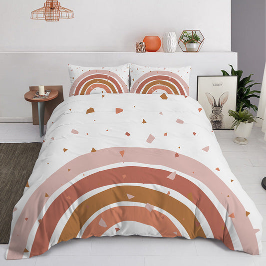 HKM-905107 Pastel Landscape Three-Piece Bedding Set for 1.8m Bed - Soft Chemical Fiber Material with Printing Finish