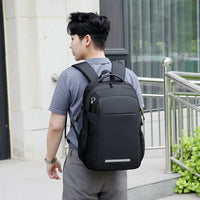 HKM-905171 Waterproof Black Laptop Backpack with USB Charging Port for School and Travel