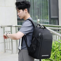 HKM-905171 Waterproof Black Laptop Backpack with USB Charging Port for School and Travel
