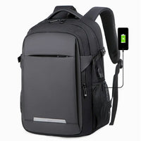 HKM-905171 Waterproof Black Laptop Backpack with USB Charging Port for School and Travel