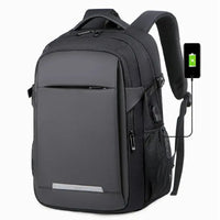HKM-905171 Waterproof Black Laptop Backpack with USB Charging Port for School and Travel