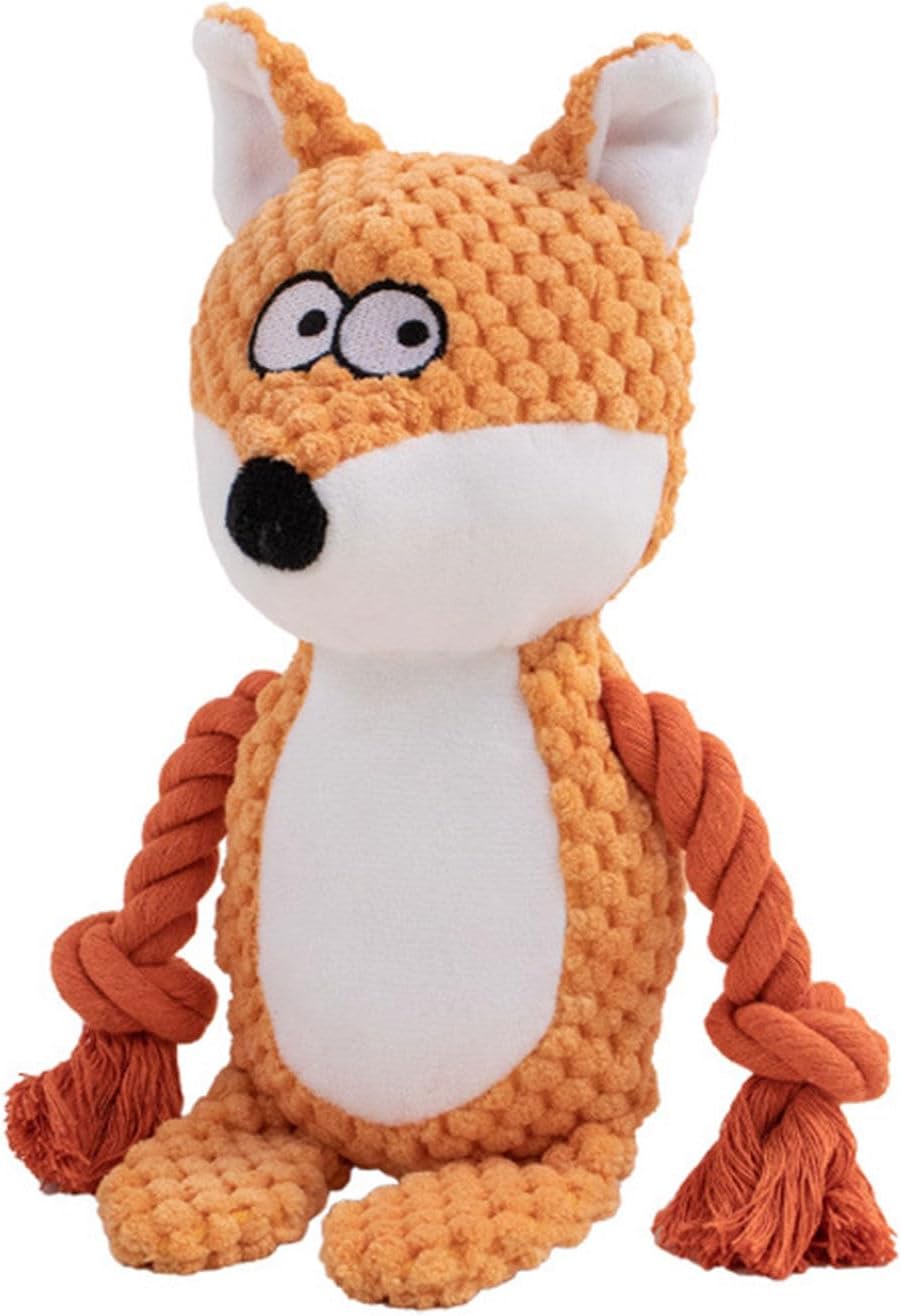 HKM-9052221 Interactive Plush Dog Squeaker Toy with Crinkle Paper and Cotton Rope for Small to Medium Dogs