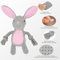 HKM-9052221 Interactive Plush Dog Squeaker Toy with Crinkle Paper and Cotton Rope for Small to Medium Dogs