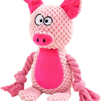 HKM-9052221 Interactive Plush Dog Squeaker Toy with Crinkle Paper and Cotton Rope for Small to Medium Dogs