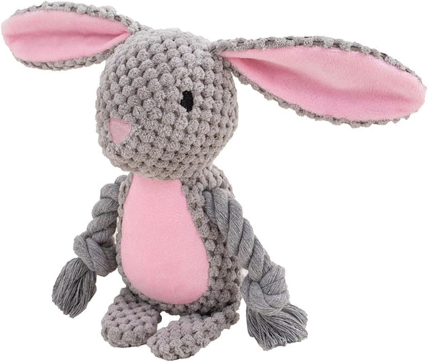 HKM-9052221 Interactive Plush Dog Squeaker Toy with Crinkle Paper and Cotton Rope for Small to Medium Dogs