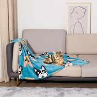 HKM-905235 Double-Sided Flannel Pet Blanket in Cartoon Patterns - Warm and Cozy Kennel Mat for Dogs