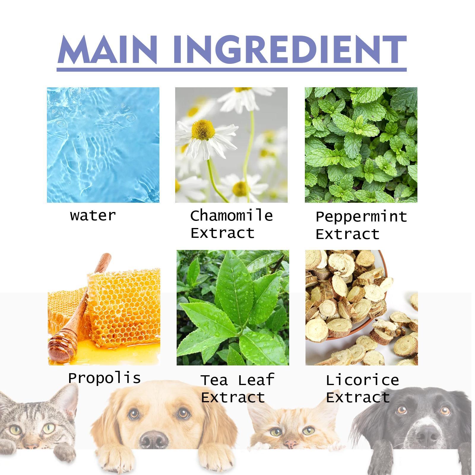 HKM-9052605 Pet Oral Cleaning Spray with Natural Tea, Licorice, and Mint Extracts for Fresh Breath and Gum Health