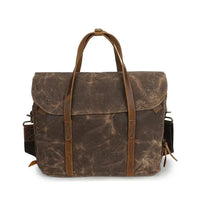 HKM-905363 Vintage Oil Waxed Canvas Handbag for Men - Elegant Laptop Briefcase with Classic Briefcase Design