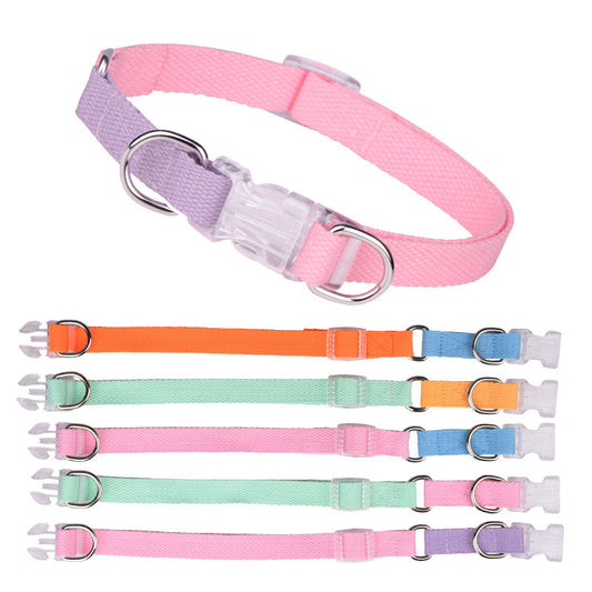 HKM-9054525 Three-Piece Set Polyester Ribbon Dog Collar with Leash and Chest Strap - Adjustable Sizes