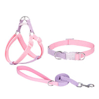 HKM-9054525 Three-Piece Set Polyester Ribbon Dog Collar with Leash and Chest Strap - Adjustable Sizes