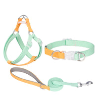 HKM-9054525 Three-Piece Set Polyester Ribbon Dog Collar with Leash and Chest Strap - Adjustable Sizes