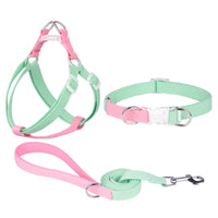 HKM-9054525 Three-Piece Set Polyester Ribbon Dog Collar with Leash and Chest Strap - Adjustable Sizes