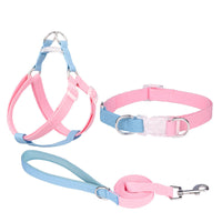 HKM-9054525 Three-Piece Set Polyester Ribbon Dog Collar with Leash and Chest Strap - Adjustable Sizes