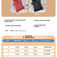 HKM-9055293 Fashion Cashmere Lambswool Dog Coat - Casual Thermal Pet Clothing in Red and Black, Sizes S to 3XL