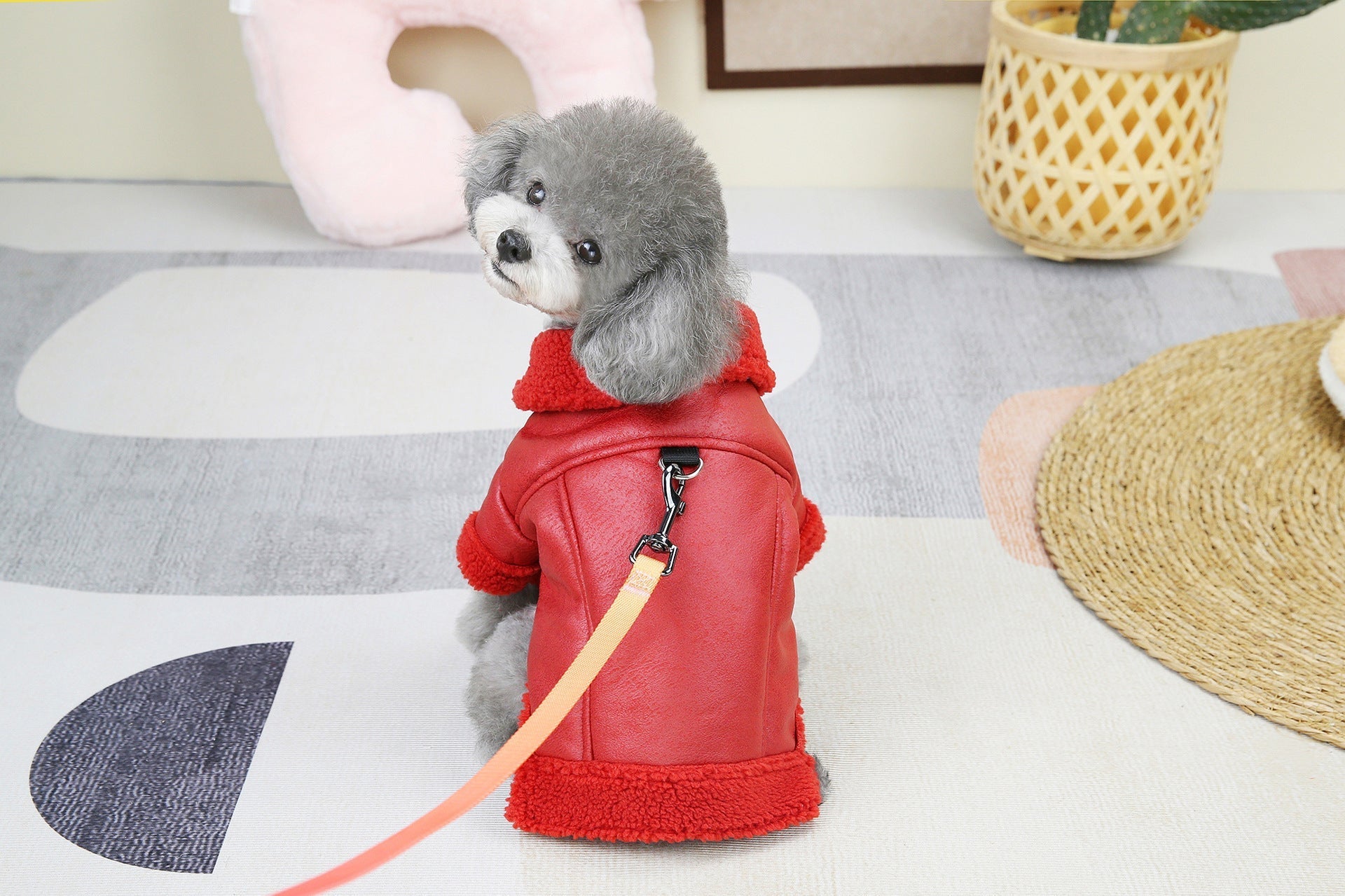 HKM-9055293 Fashion Cashmere Lambswool Dog Coat - Casual Thermal Pet Clothing in Red and Black, Sizes S to 3XL