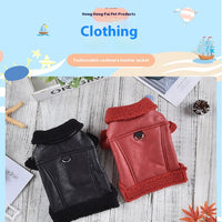 HKM-9055293 Fashion Cashmere Lambswool Dog Coat - Casual Thermal Pet Clothing in Red and Black, Sizes S to 3XL