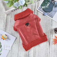 HKM-9055293 Fashion Cashmere Lambswool Dog Coat - Casual Thermal Pet Clothing in Red and Black, Sizes S to 3XL