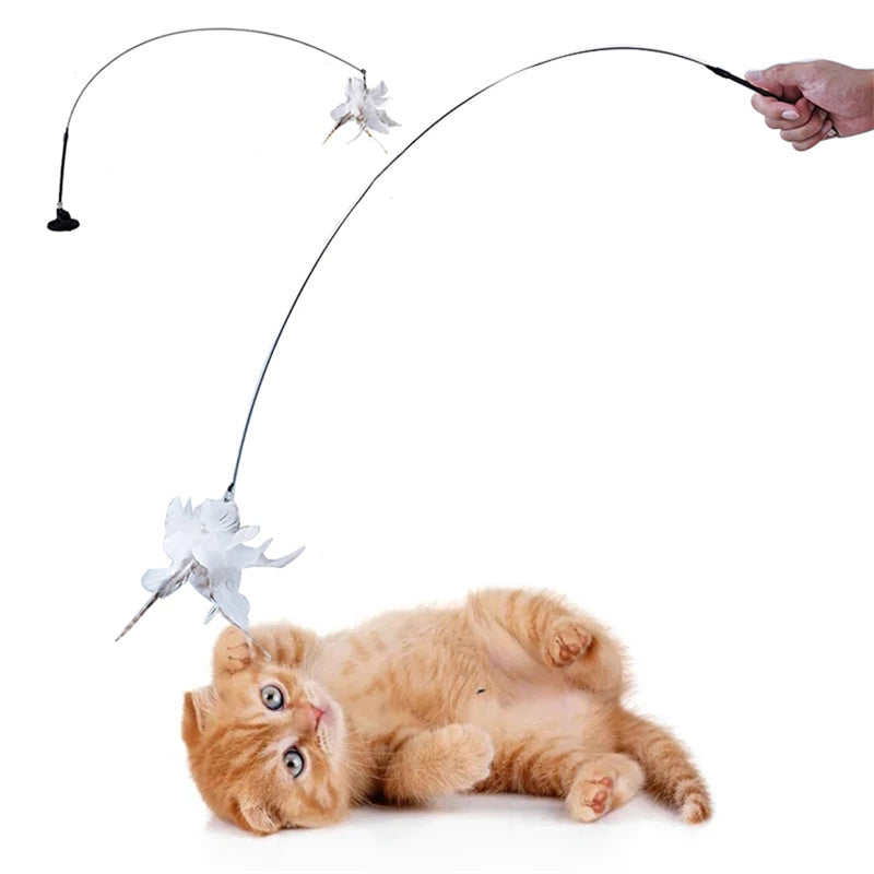 HKM-9055549 Cat Fun Feather Bell Pendant Toy with Stretchable Stick