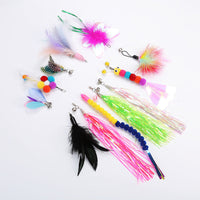 HKM-9055549 Cat Fun Feather Bell Pendant Toy with Stretchable Stick