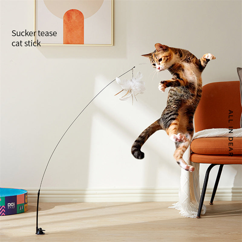 HKM-9055549 Cat Fun Feather Bell Pendant Toy with Stretchable Stick