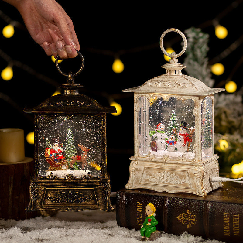 HKM-905555 Christmas Music Box with Crystal Ball Decoration, Iron Hoop and Polyethylene Base, Plays Festive Tunes