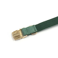 HKM-9056573 Duck Poop Green Striped Corduroy Dog Collar - Available in Multiple Sizes (XS to XL)