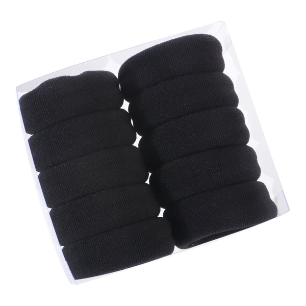 HKM-905683 Thickened Geometric Cloth Hair Loops - 10 Pack Set in Black and Color Options