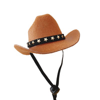 HKM-9058109 Brown Cowboy Hat with Triangle Scarf for Pets - Various Sizes Available