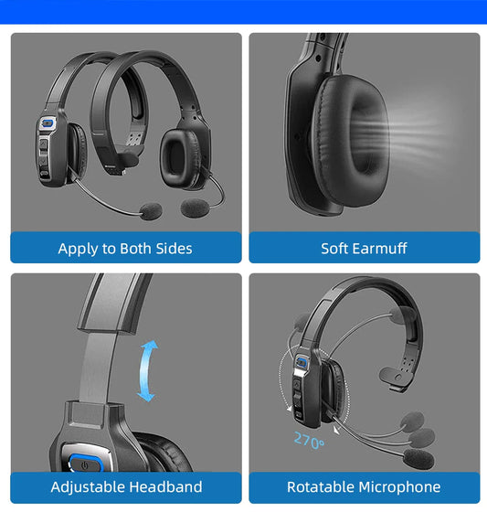 HKM-905939 Wireless Noise Cancelling Headset with Mute Microphone for Mobile Use and Office Communication