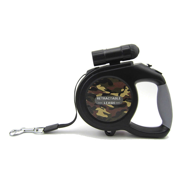 HKM-9060285 Retractable 5m/8m Dog Leash with LED Light and Camouflage Design for Large and Medium Breeds