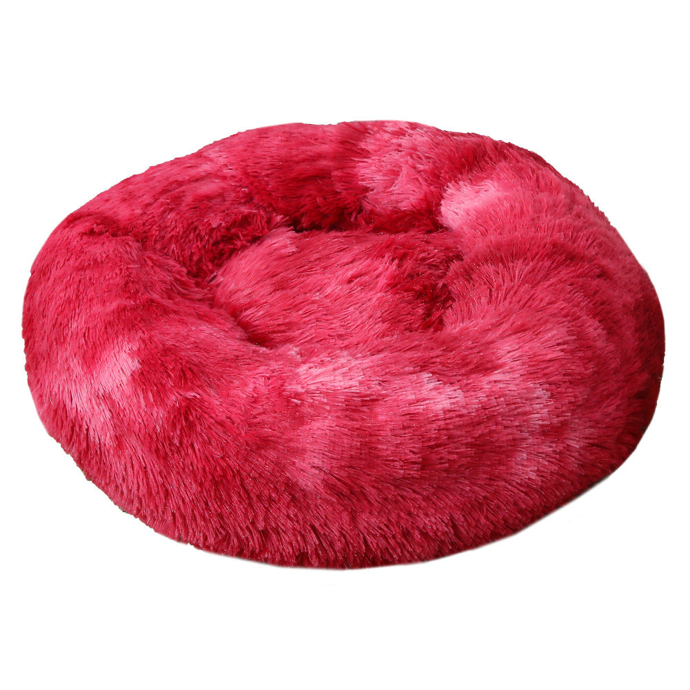 HKM-9060541 Plush Round Cat Litter Kennel - Soft Cloth Pet Nest in 40cm and 50cm Sizes