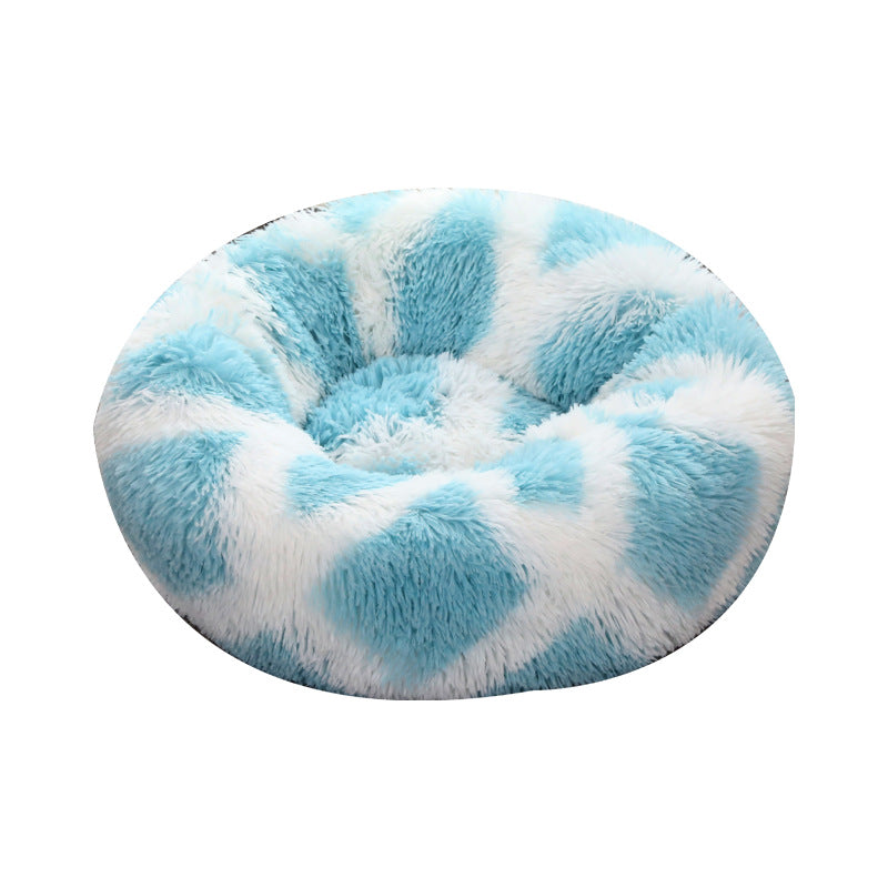 HKM-9060541 Plush Round Cat Litter Kennel - Soft Cloth Pet Nest in 40cm and 50cm Sizes