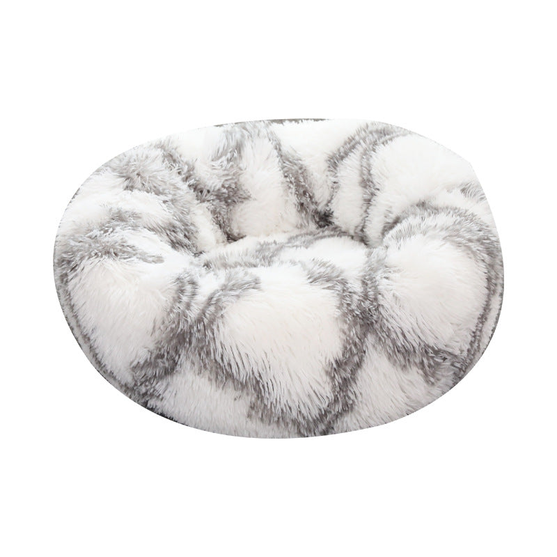 HKM-9060541 Plush Round Cat Litter Kennel - Soft Cloth Pet Nest in 40cm and 50cm Sizes