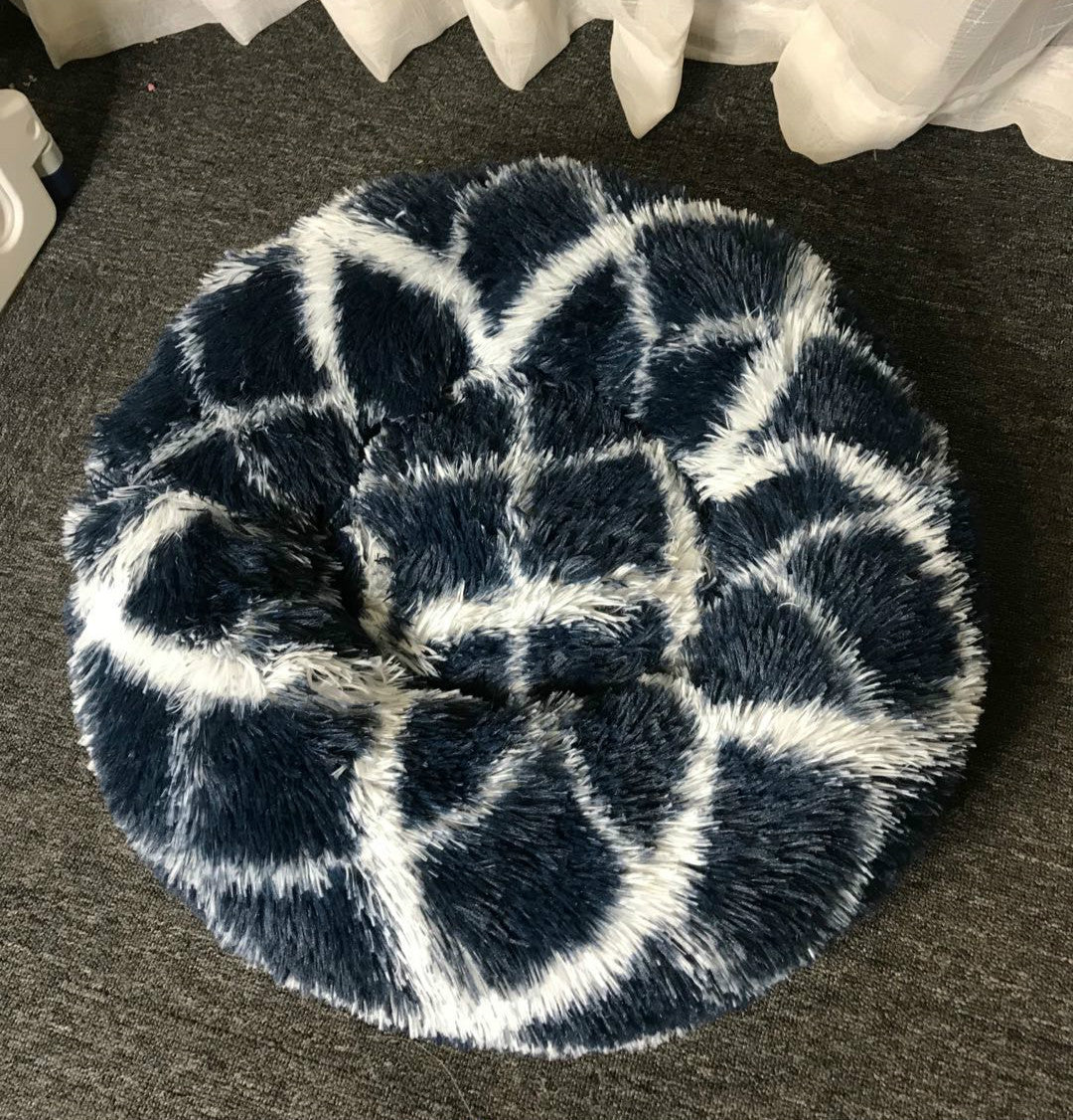 HKM-9060541 Plush Round Cat Litter Kennel - Soft Cloth Pet Nest in 40cm and 50cm Sizes