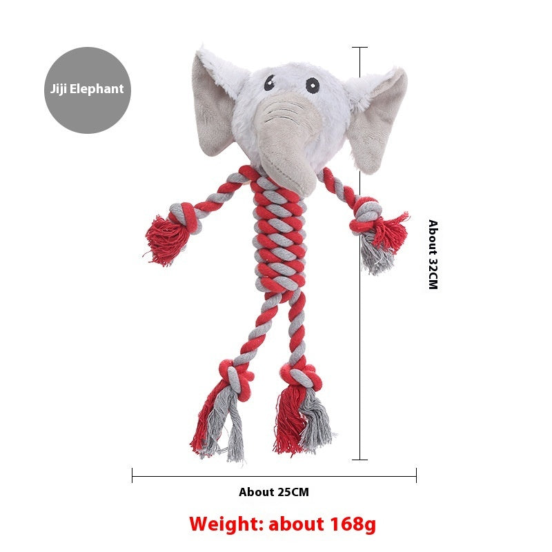HKM-9061309 Animal-Shaped Plush Dog Toy for Molar Chewing - Bite-Resistant Hippo, Giraffe, Elephant, and Duck