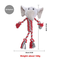 HKM-9061309 Animal-Shaped Plush Dog Toy for Molar Chewing - Bite-Resistant Hippo, Giraffe, Elephant, and Duck