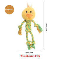 HKM-9061309 Animal-Shaped Plush Dog Toy for Molar Chewing - Bite-Resistant Hippo, Giraffe, Elephant, and Duck