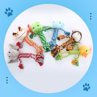 HKM-9061309 Animal-Shaped Plush Dog Toy for Molar Chewing - Bite-Resistant Hippo, Giraffe, Elephant, and Duck