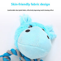 HKM-9061309 Animal-Shaped Plush Dog Toy for Molar Chewing - Bite-Resistant Hippo, Giraffe, Elephant, and Duck