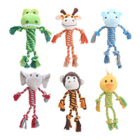 HKM-9061309 Animal-Shaped Plush Dog Toy for Molar Chewing - Bite-Resistant Hippo, Giraffe, Elephant, and Duck